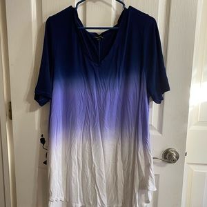 Lane Bryant Blue/White Swing blouse